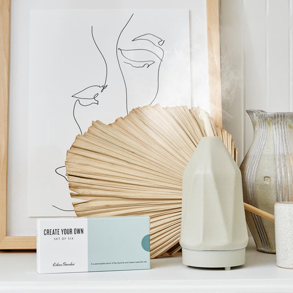 Diamond Essential Oil Diffuser - Tan Ceramic - Edens Garden