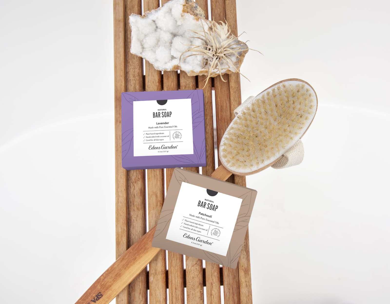 Natural bar soap boxes with dry brush