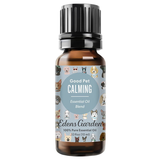Good Pet Calming Essential Oil Blend for Pets in a 10 ml amber bottle.