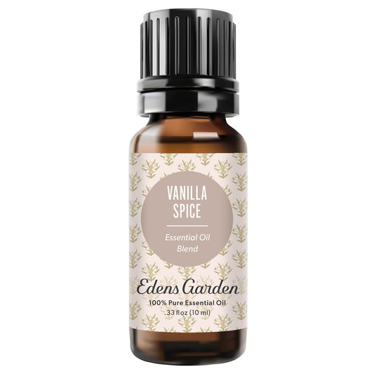 Edens Garden Vanilla Spice essential oil bottle on a white background