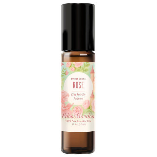 Eden's Garden Rose kids roll-on perfume bottle on a white background