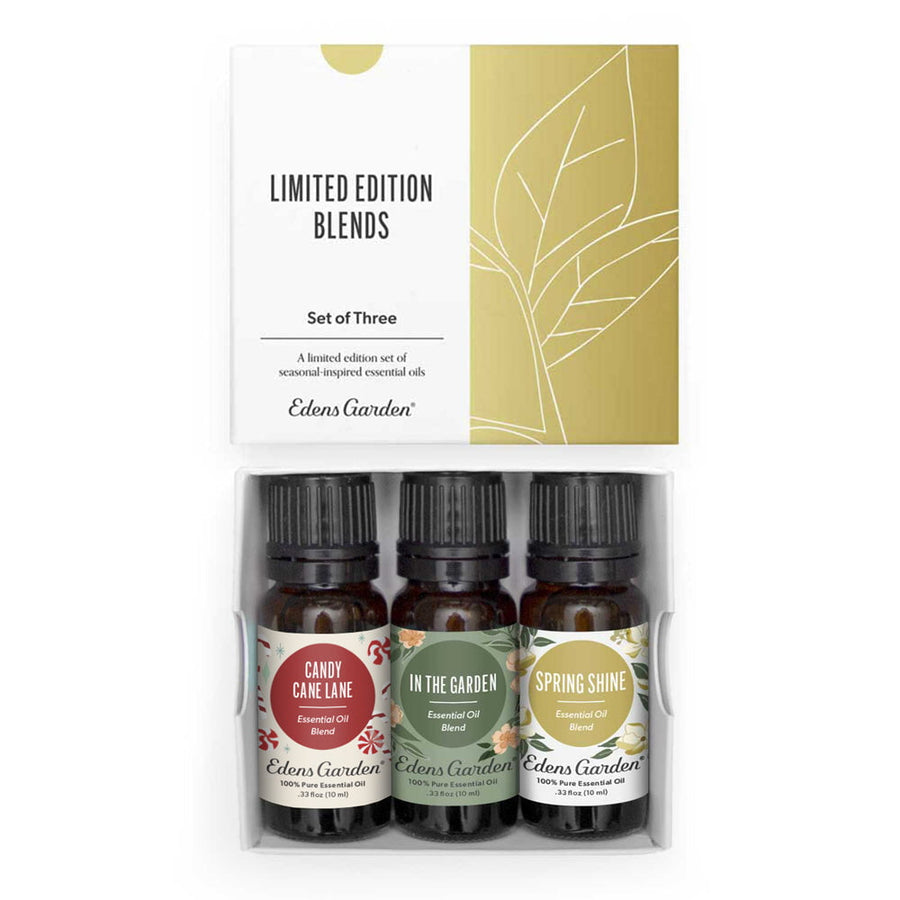 Eden's Garden essential oil set with three bottles in a box on a white background