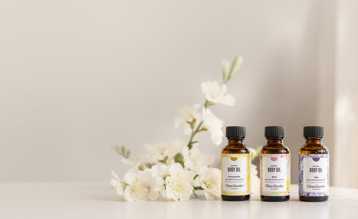 3 body oil bottles