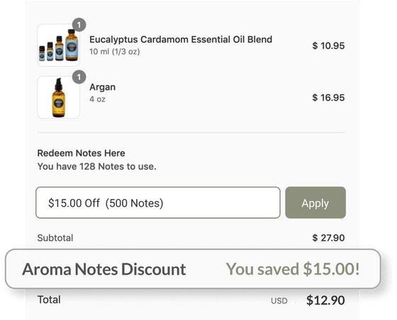 Aroma Notes Rewards For Essential Oils