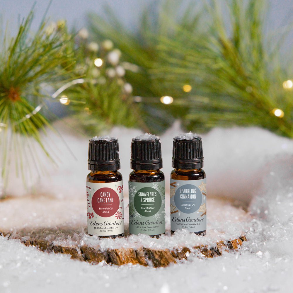 Lifestyle image of 10ml Candy Cane Lane holiday essential oil blend for Christmas by Edens Garden