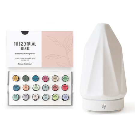Top Essential Oil Blends- Sampler Set of 18 & Diamond Diffuser