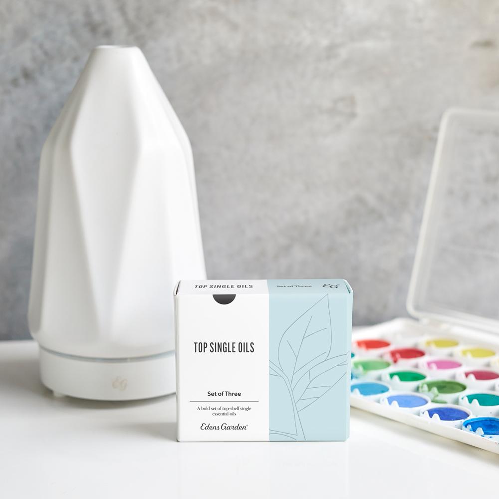Diamond Ceramic Diffuser with top selling single essential oils 3 set in white
