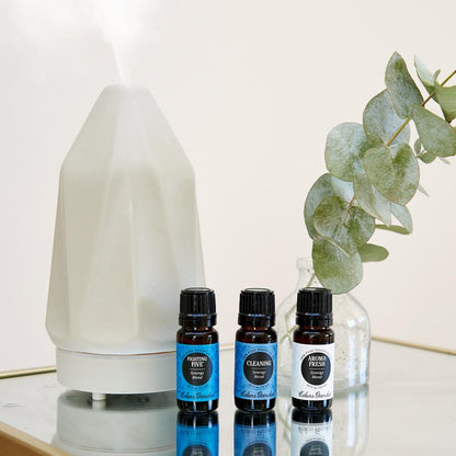 Essential oil bottles and ultrasonic diffuser